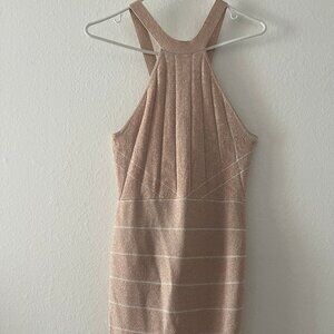 ByGuess Rose gold or blush pink metallic bandage halter dress